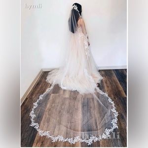 3M Bridal Veil Ivory Floral Lace, Embroidered Floral Veil,Cathedral Mantilla